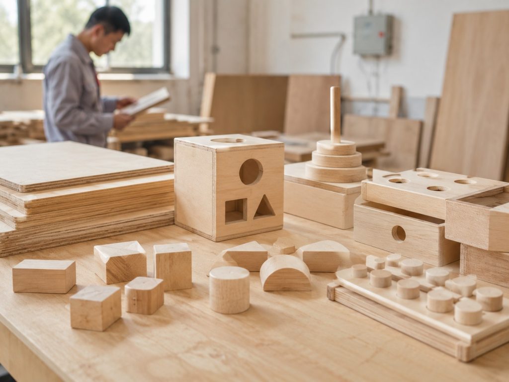 wooden educational toys made from traceable materials in factory