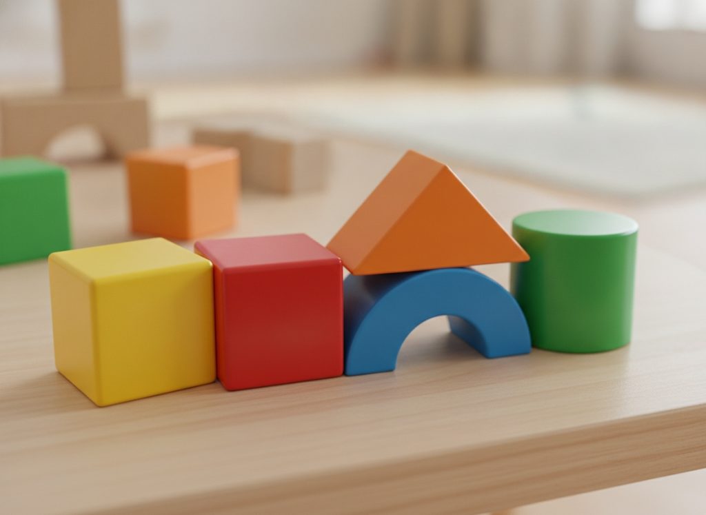 Durable building blocks being used in a preschool classroom environment