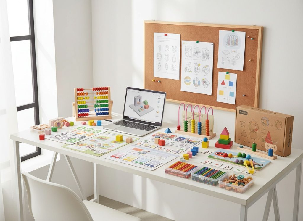 Custom math manipulatives development with prototypes and educational toy design materials