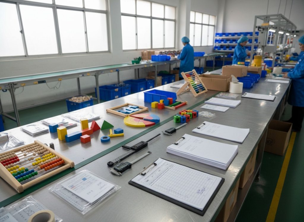 quality inspection process for math manipulatives in an educational toy manufacturing facility