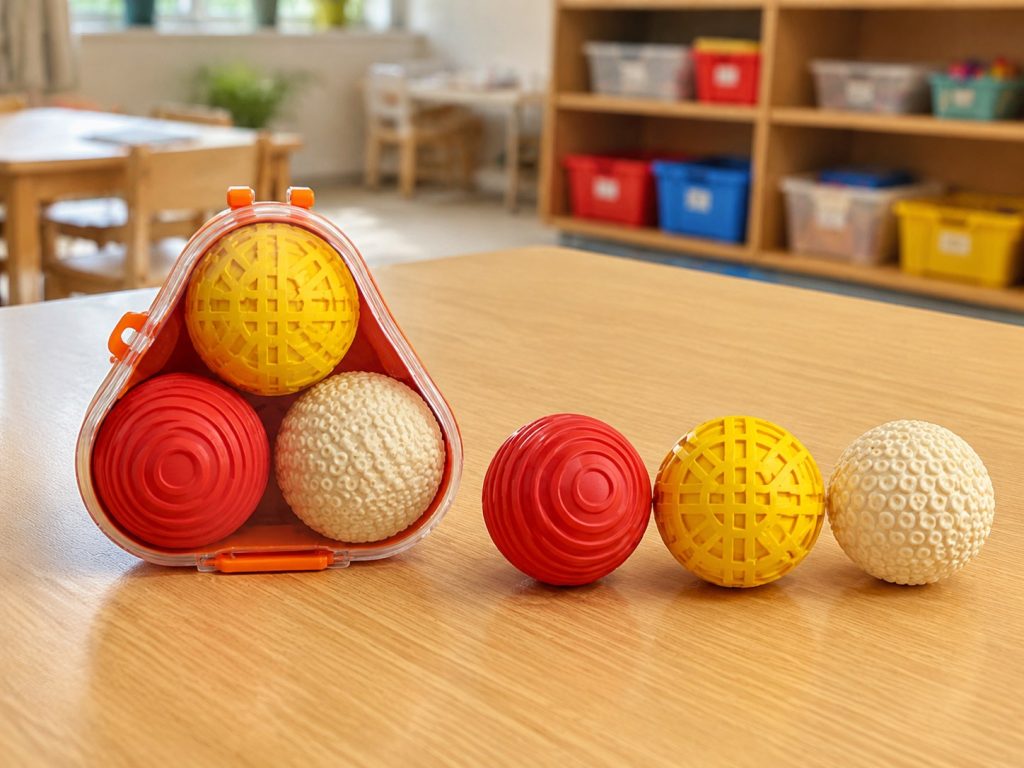 Assortment of sensory fidget tools and resistance toys for classroom emotional regulation and focus support.